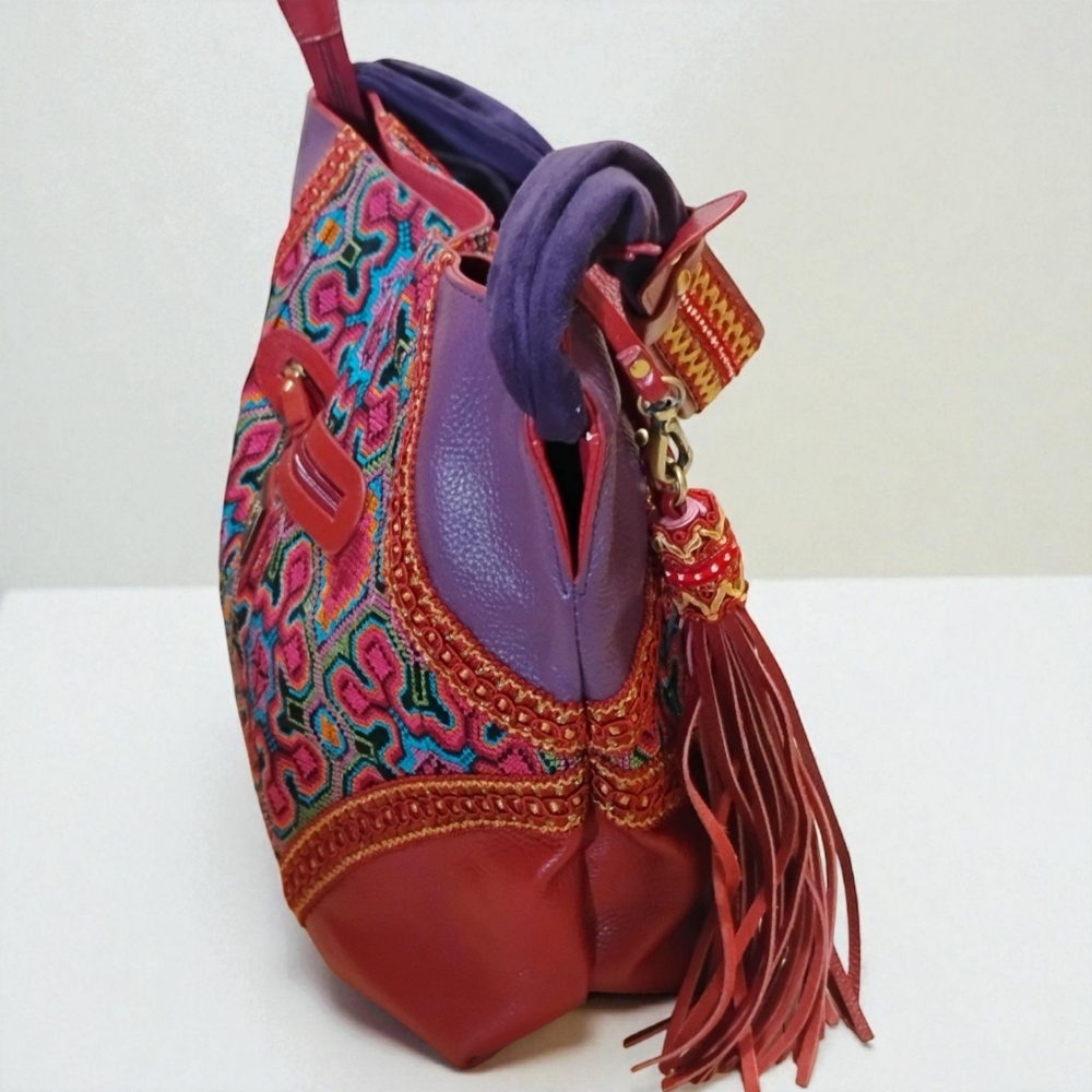 Vintage Sharif 90s Multicolor Global Tapestry Hobo - Picture 4 of 10